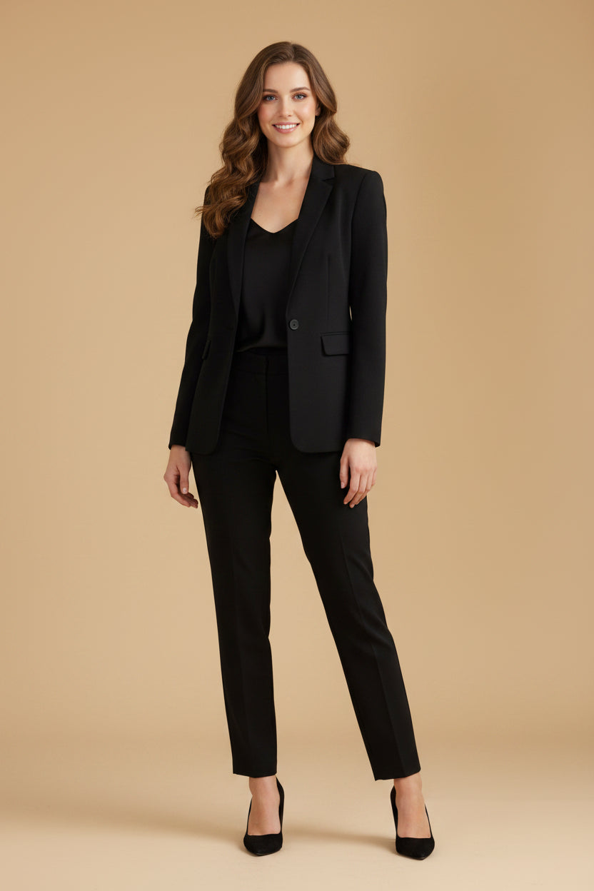 Valentino Shawl-Collar Silk Blazer – Black with Champagne Lining