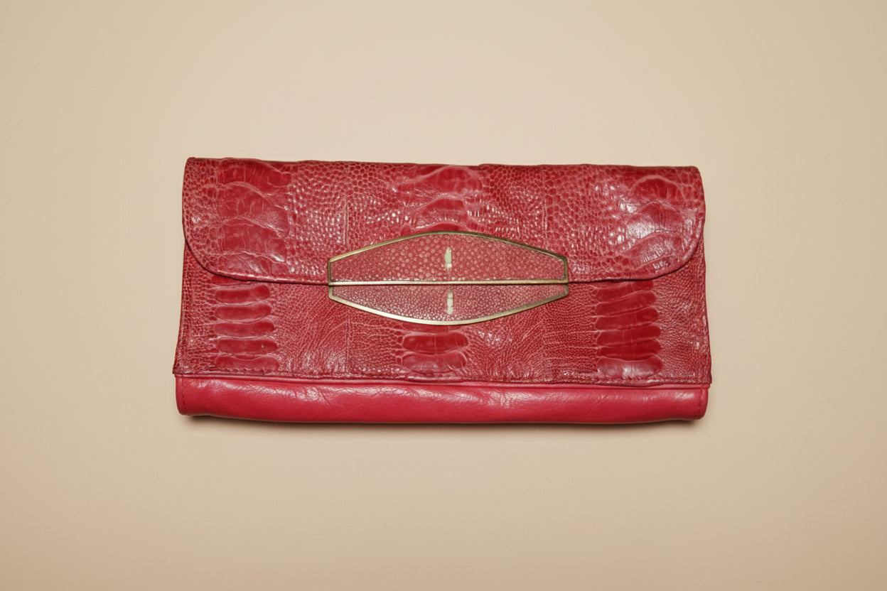 R+Y Augousti — Exotic Leather Clutch with Stingray Clasp