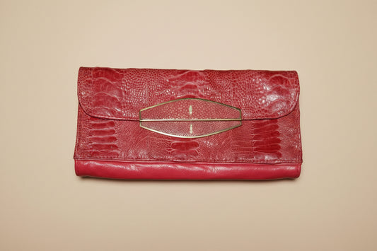 R+Y Augousti — Exotic Leather Clutch with Stingray Clasp