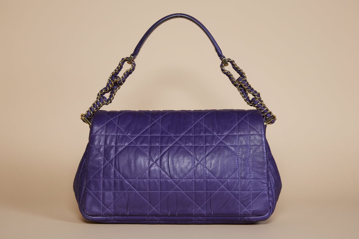 Christian Dior Cannage Quilted Lambskin Shoulder Bag – Aubergine Purpl