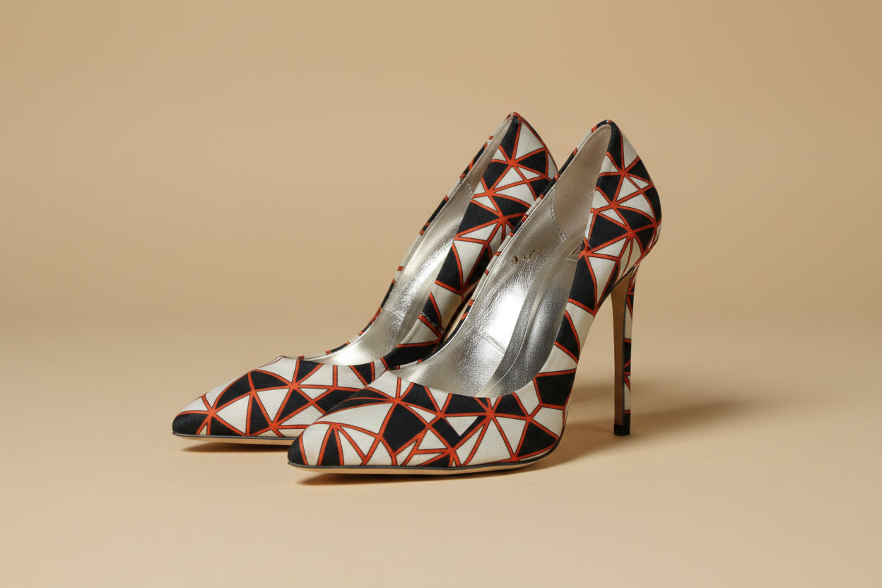Fausto Puglisi Orange, White and  Black Pumps – 12 cm Heel
