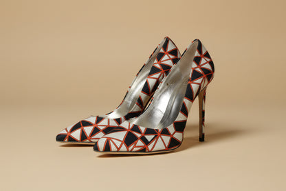 Fausto Puglisi Orange, White and  Black Pumps – 12 cm Heel