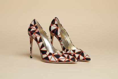 Fausto Puglisi Orange, White and  Black Pumps – 12 cm Heel