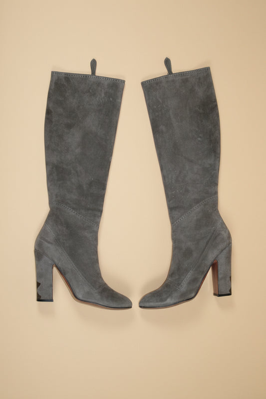 Vintage Alaïa Suede Boots – 1990s – Grey – Size 39.5