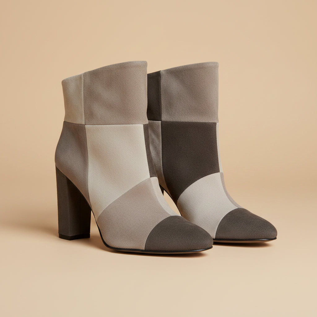 Marc Cain Leather Ankle Boots – Beige & Grey- Size EU 40 / UK 9