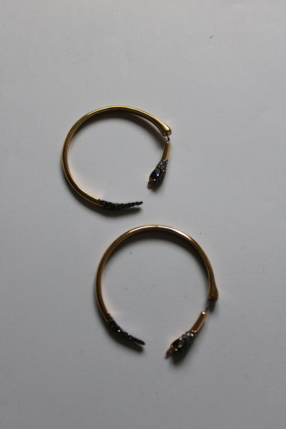 Alexis Bittar Sculptural Serpent Hoop Earrings – Gold Tone – Swarovski Crystal Diameter: Approx. 5 cm