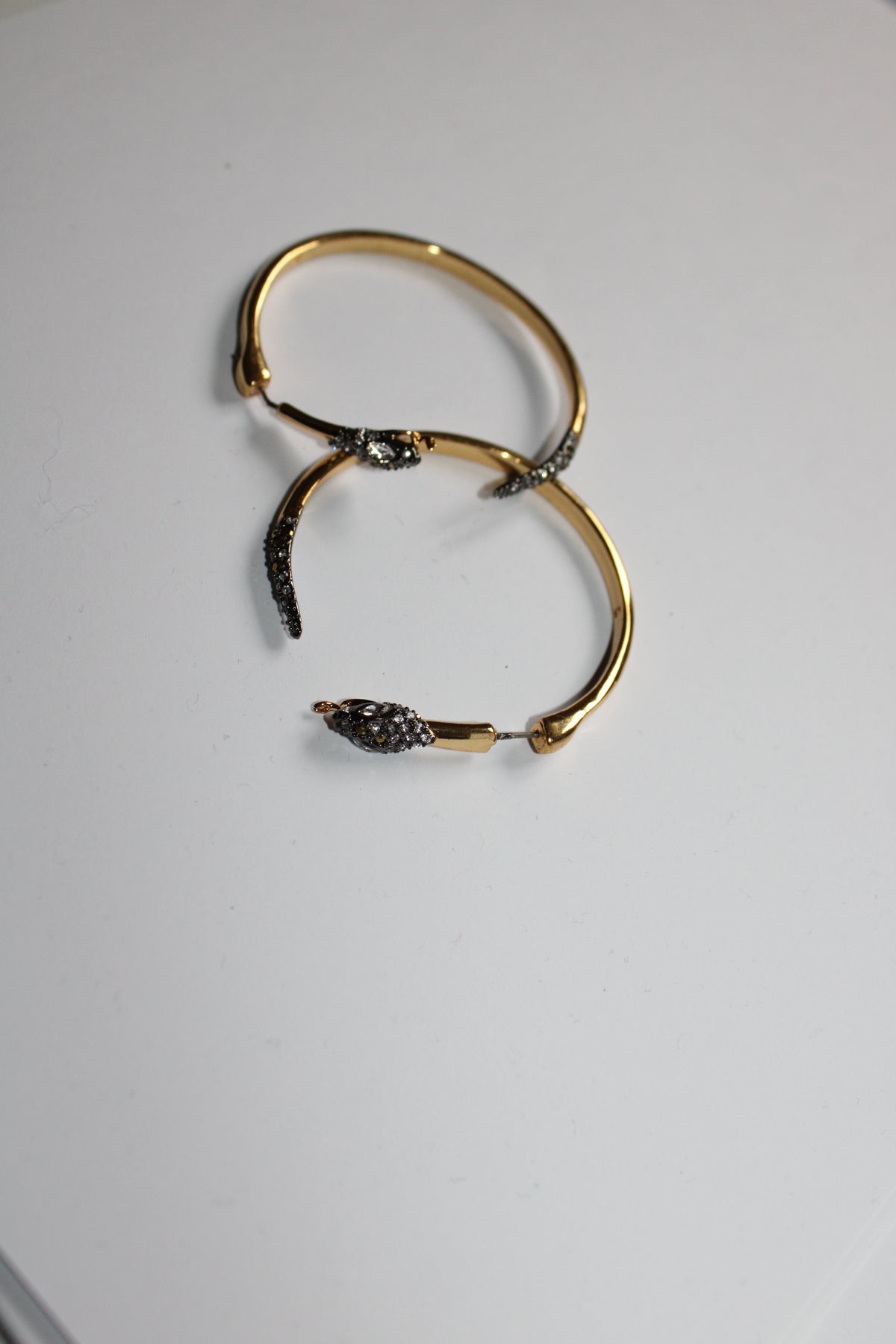 Alexis Bittar Sculptural Serpent Hoop Earrings – Gold Tone – Swarovski Crystal Diameter: Approx. 5 cm