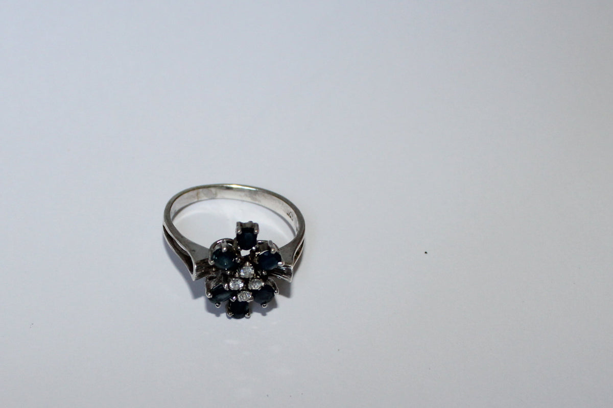925 Sterling Silver Ring – Blue & White Sapphires