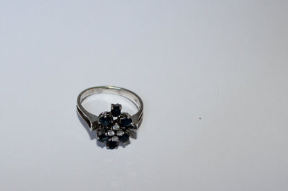 925 Sterling Silver Ring – Blue & White Sapphires