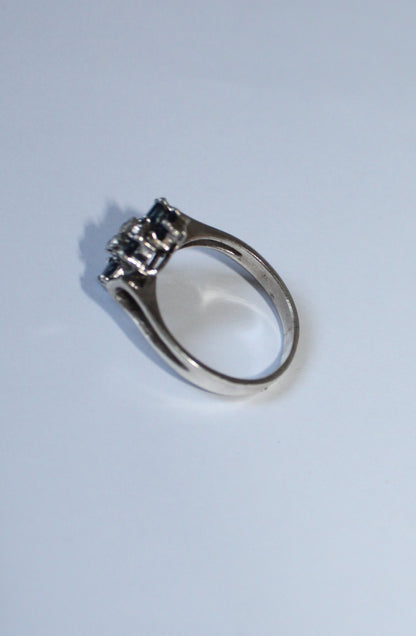 925 Sterling Silver Ring – Blue & White Sapphires