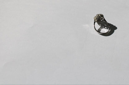 Sterling Silver Ring with Blue Centre Stone & Cubic Zirconia – Size 52
