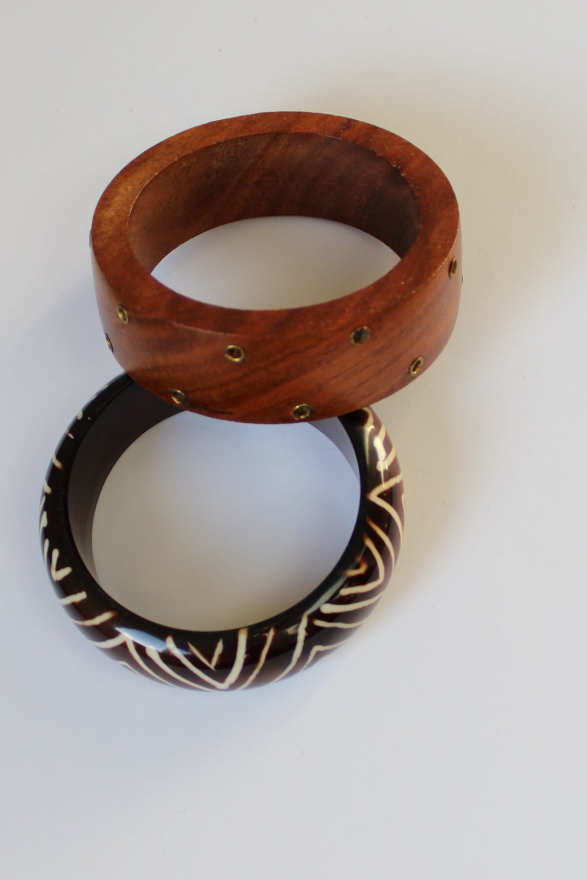 Vintage 1999 Genuine Wood Bangles – Set of 2