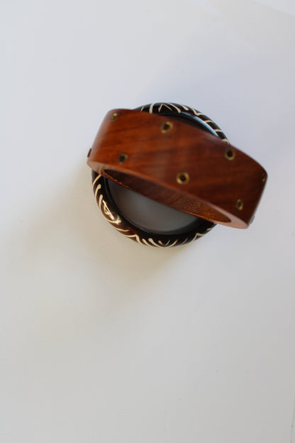 Vintage 1999 Genuine Wood Bangles – Set of 2