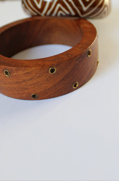 Vintage 1999 Genuine Wood Bangles – Set of 2