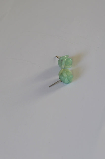 Blue Gemstone Rose Stud Earrings – 925 Sterling Silver