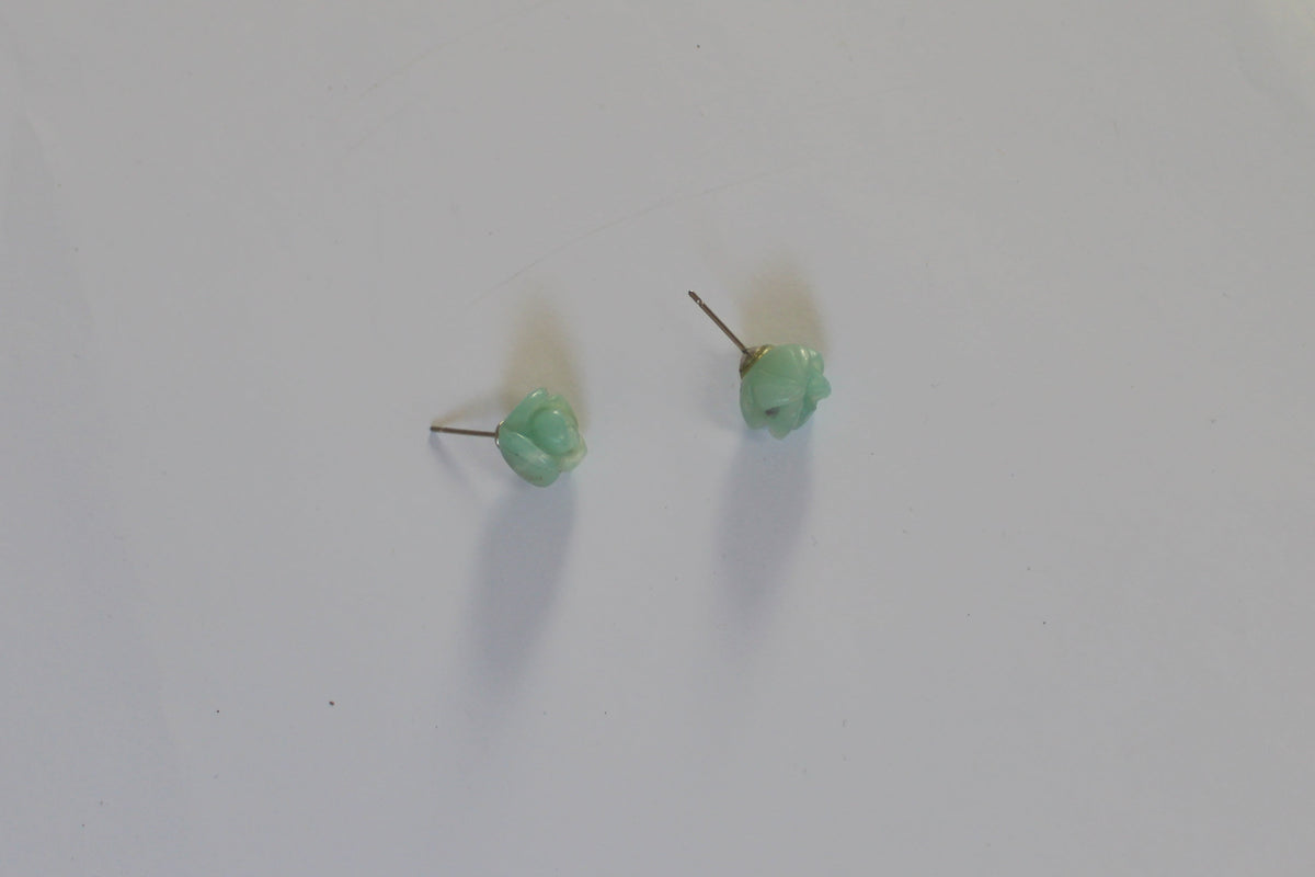 Blue Gemstone Rose Stud Earrings – 925 Sterling Silver