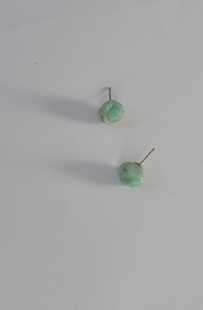 Blue Gemstone Rose Stud Earrings – 925 Sterling Silver