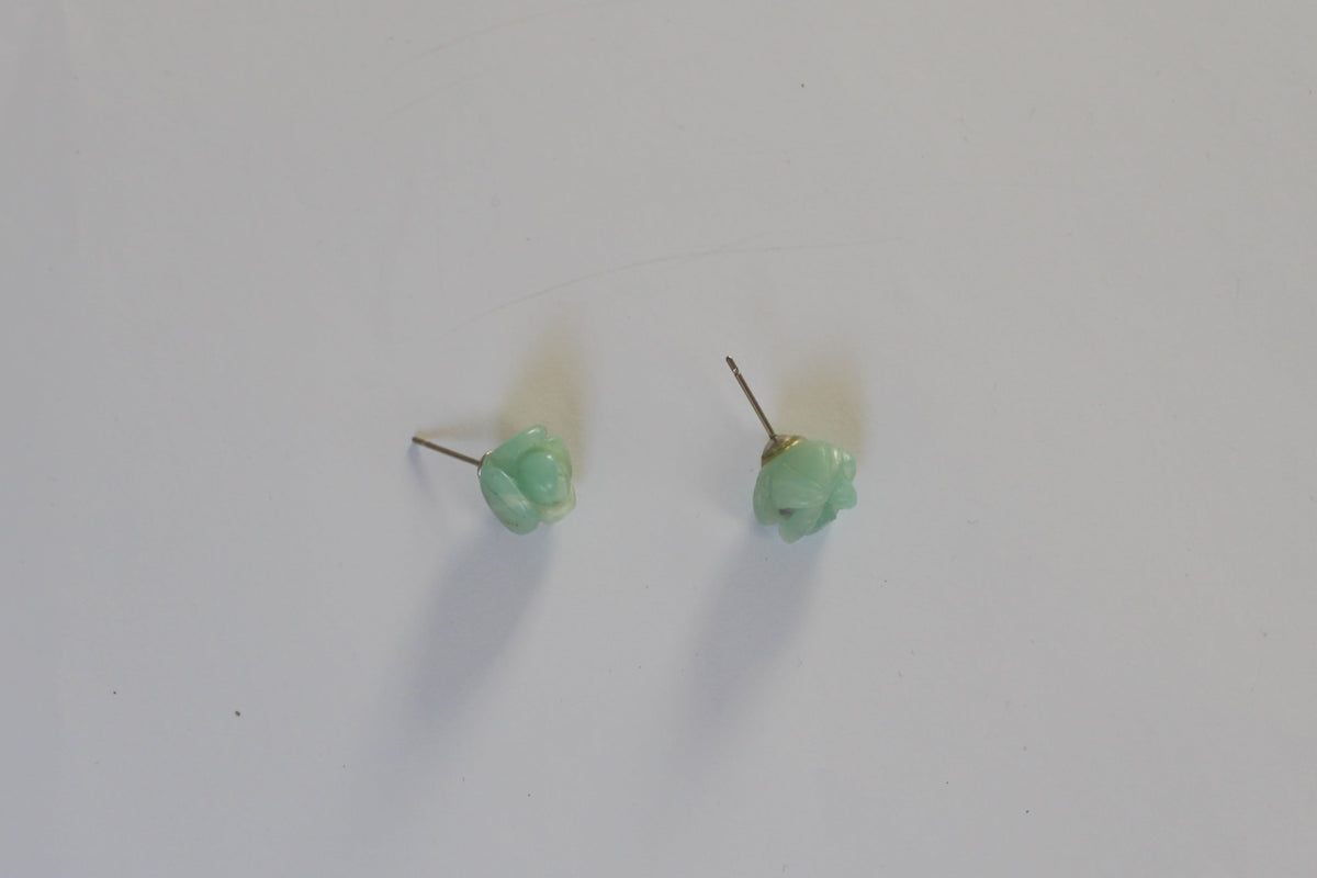 Blue Gemstone Rose Stud Earrings – 925 Sterling Silver