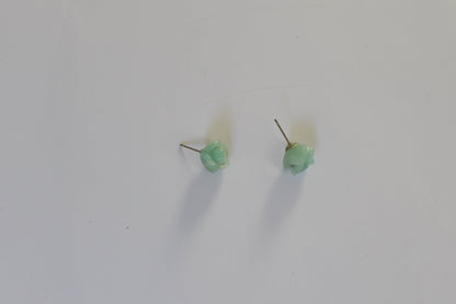 Blue Gemstone Rose Stud Earrings – 925 Sterling Silver