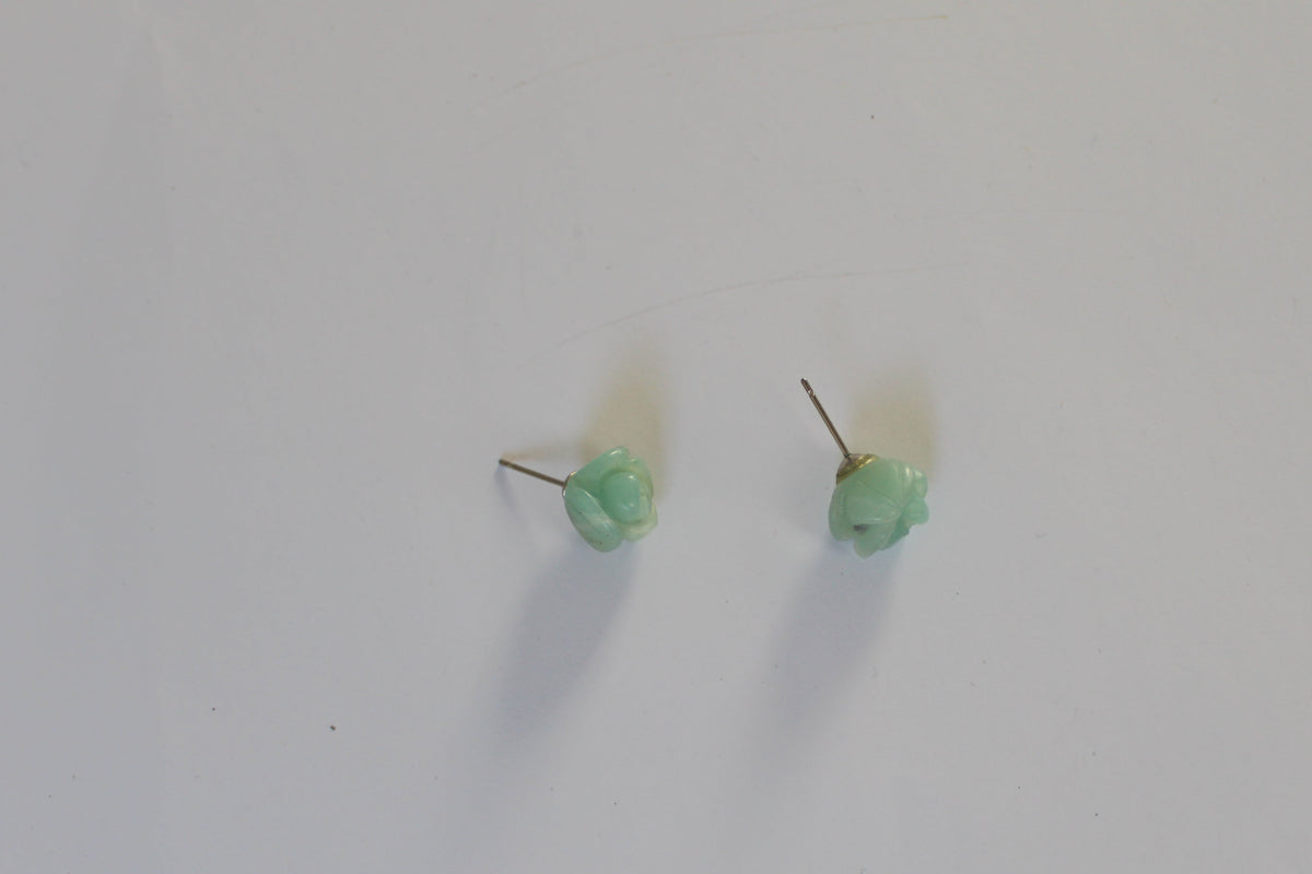 Blue Gemstone Rose Stud Earrings – 925 Sterling Silver
