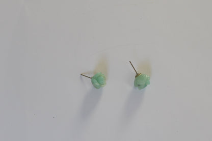 Blue Gemstone Rose Stud Earrings – 925 Sterling Silver