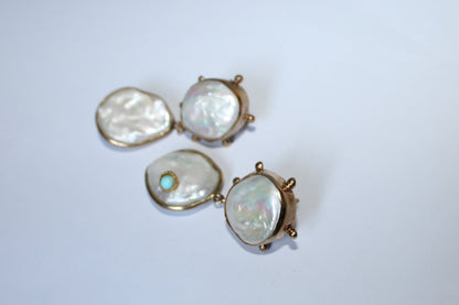 Rebel Rebel Statement Earrings – 18K Gold-Plated Silver – Pearls & Turquoise
