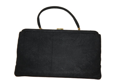 Vintage 1940s–1950s Black Cotton Evening Bag Clutch