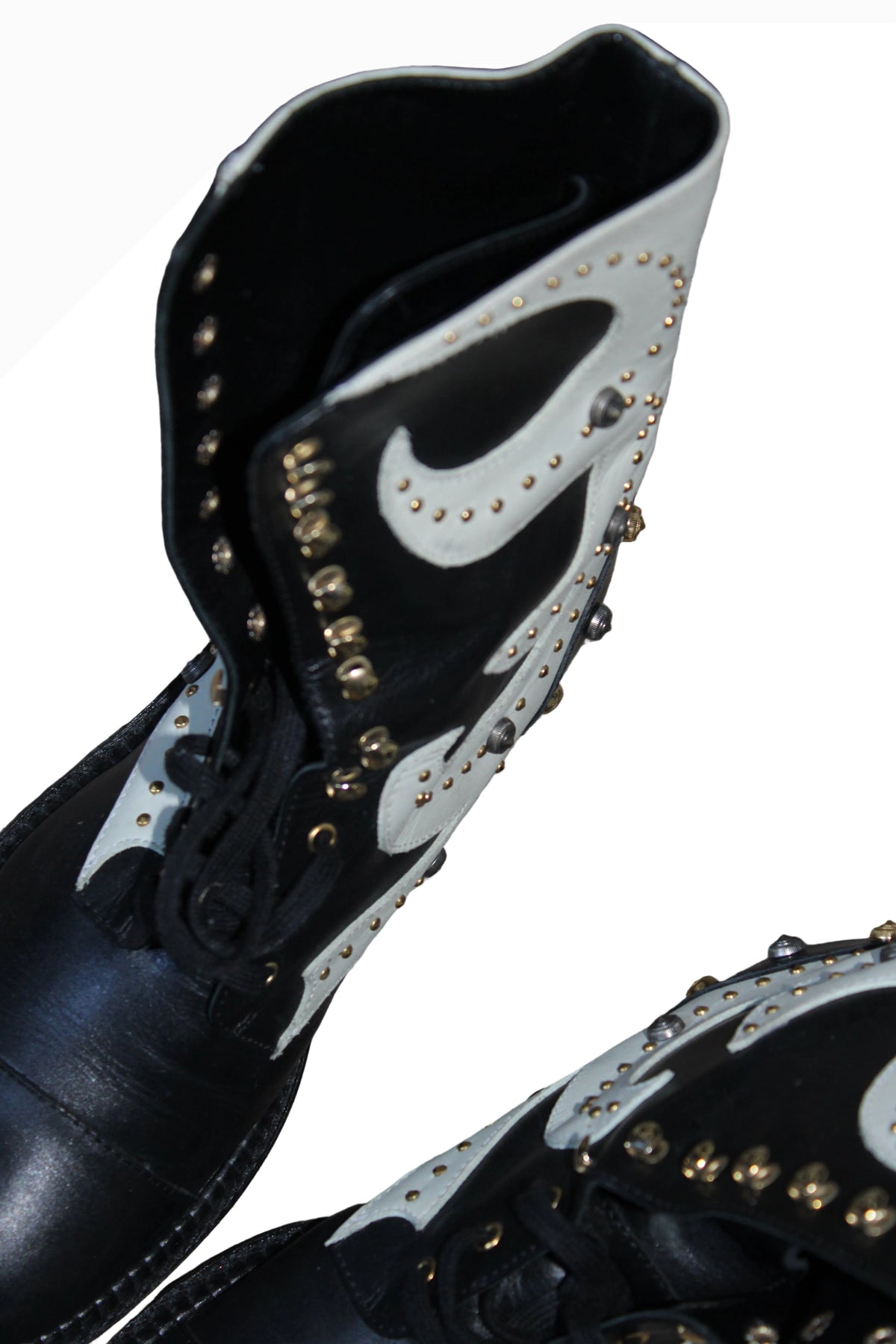 Fausto Puglisi Studded Leather Ankle Boots – Black & White, EU 39