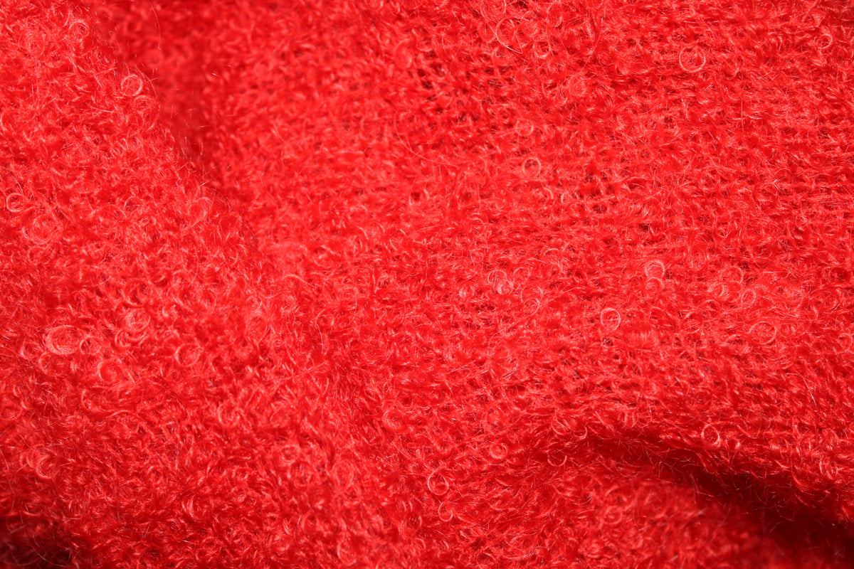 Vintage 1970s Andrew Stewart Mohair Wool Scarf – Red, Made in Scotland