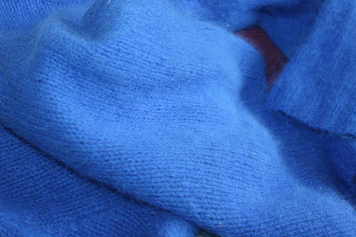 Handmade 100% Angora Turtleneck Sweater – Blue, Size XS (EU 34)