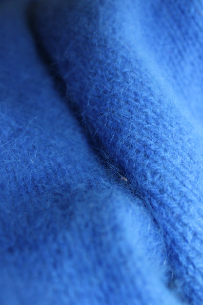 Handmade 100% Angora Turtleneck Sweater – Blue, Size XS (EU 34)