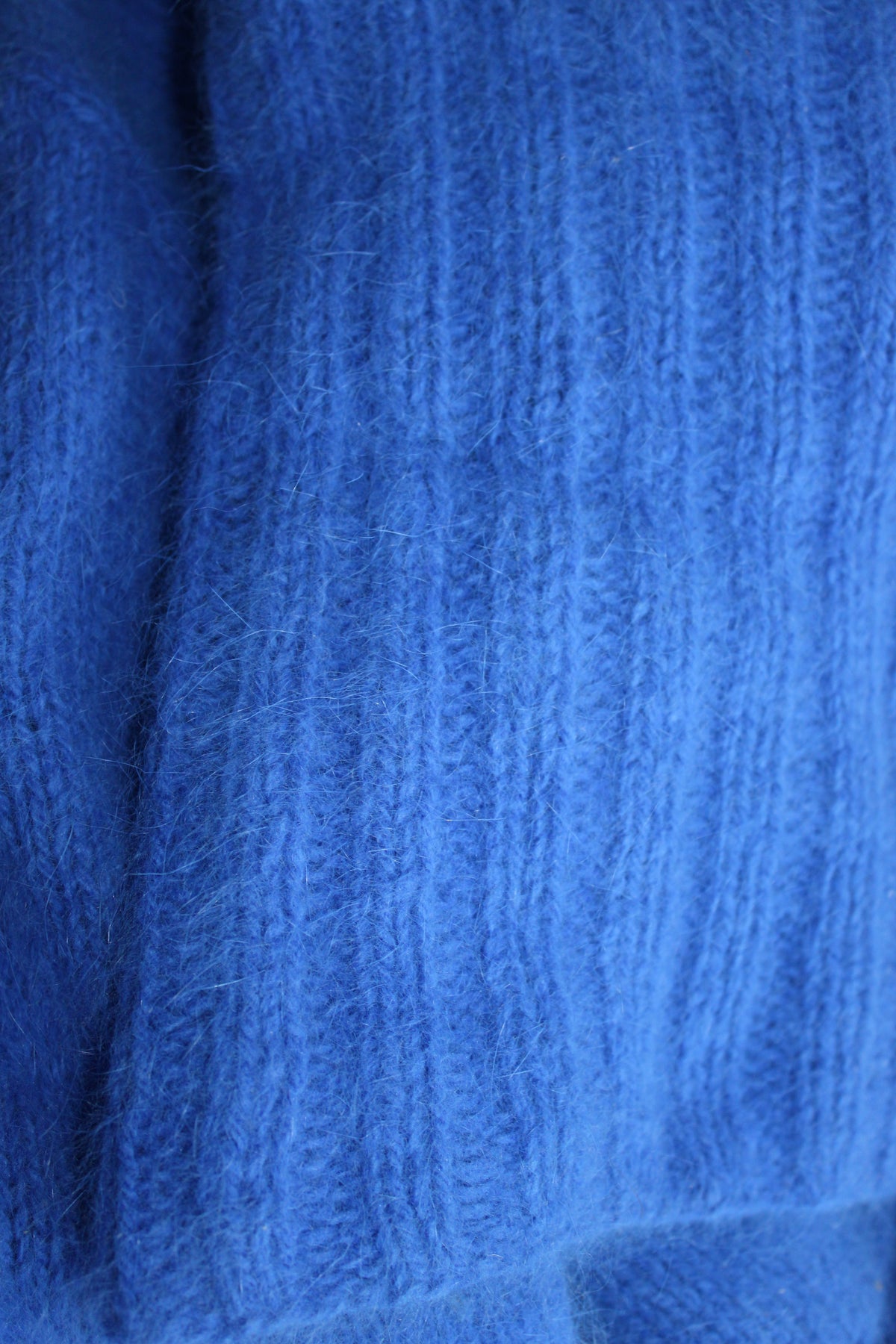 Handmade 100% Angora Turtleneck Sweater – Blue, Size XS (EU 34)