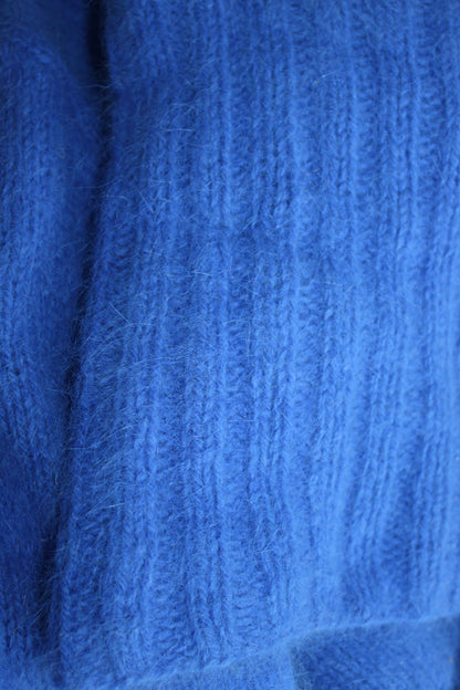 Handmade 100% Angora Turtleneck Sweater – Blue, Size XS (EU 34)