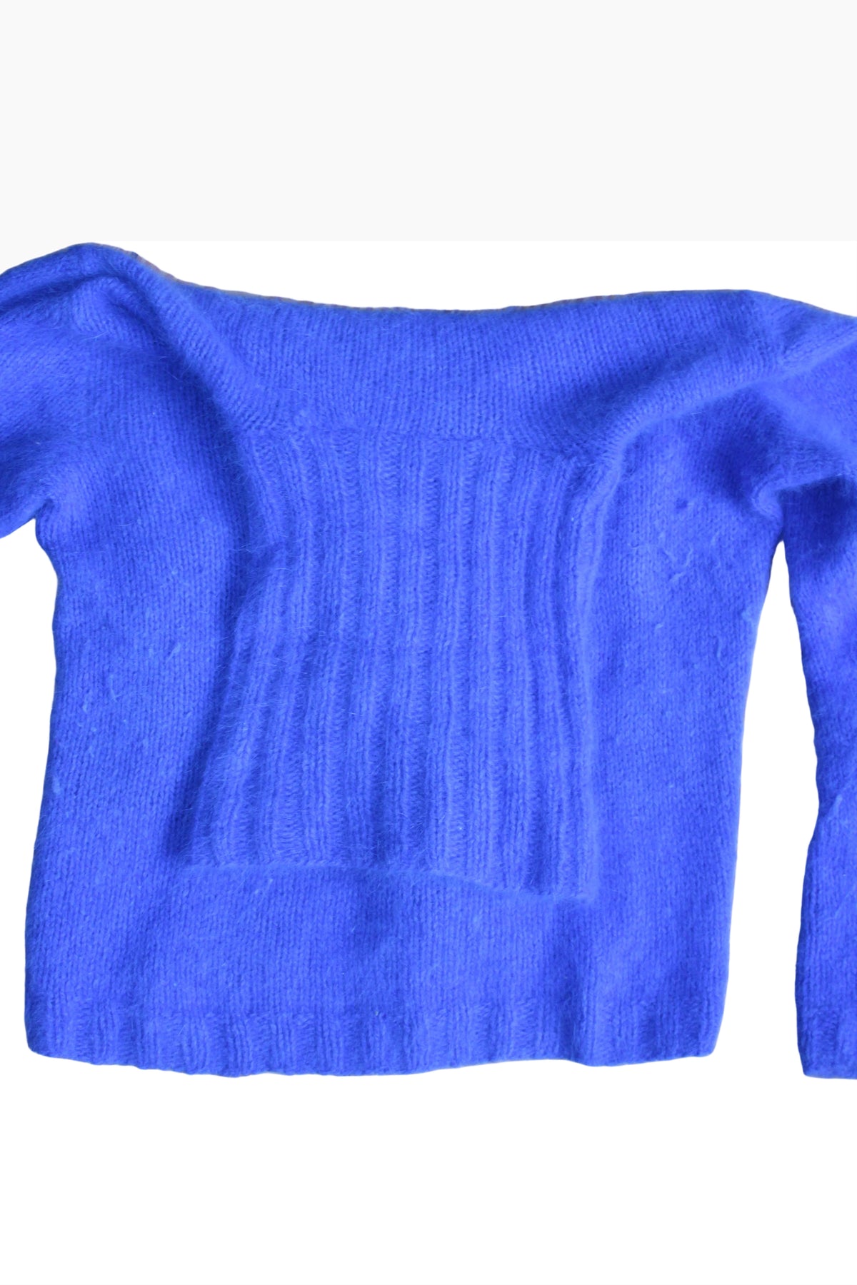 Handmade 100% Angora Turtleneck Sweater – Blue, Size XS (EU 34)