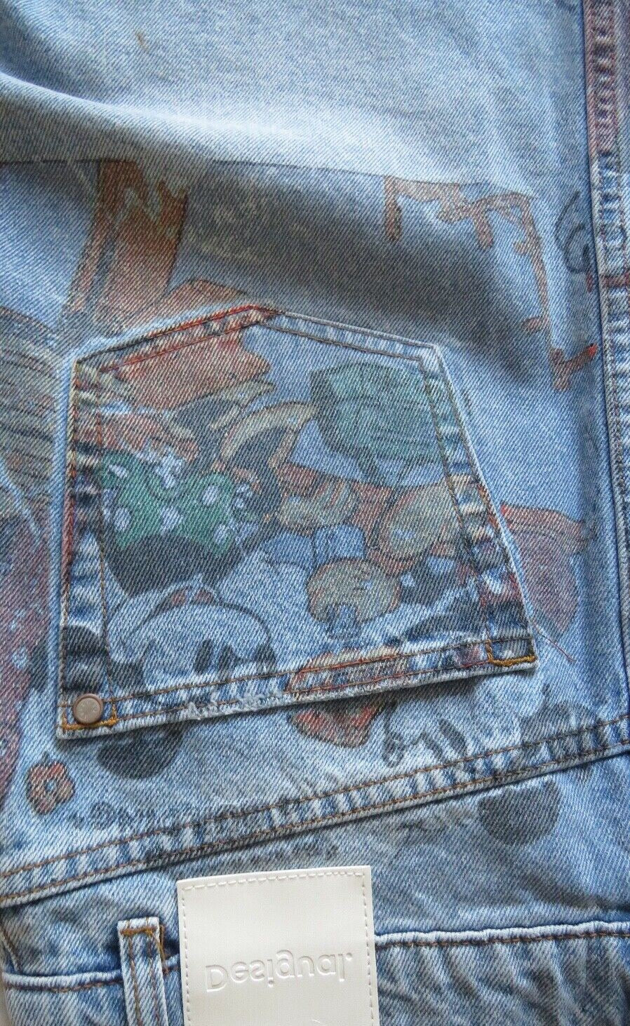 Desigual denim skirt with Mickey Mouse print, size S