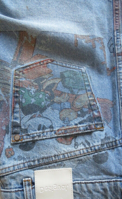 Desigual denim skirt with Mickey Mouse print, size S