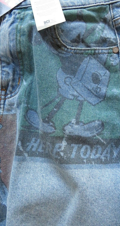 Desigual denim skirt with Mickey Mouse print, size S