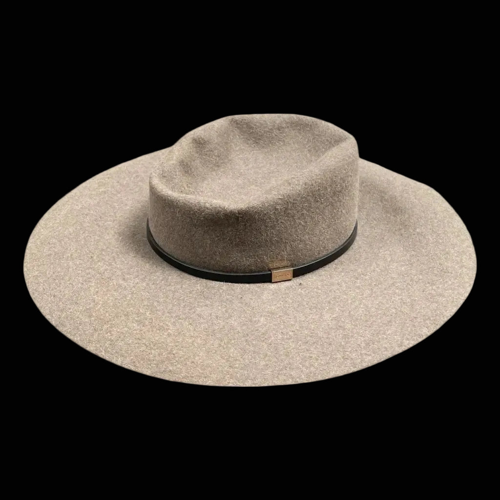 Gucci rabbit felt wide-brim hat in beige — angled view showing silhouette