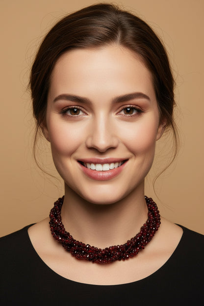 Vintage Amber Necklace – Brown & Red – 32 cm – 1940s Retro Natural Stone Jewelry