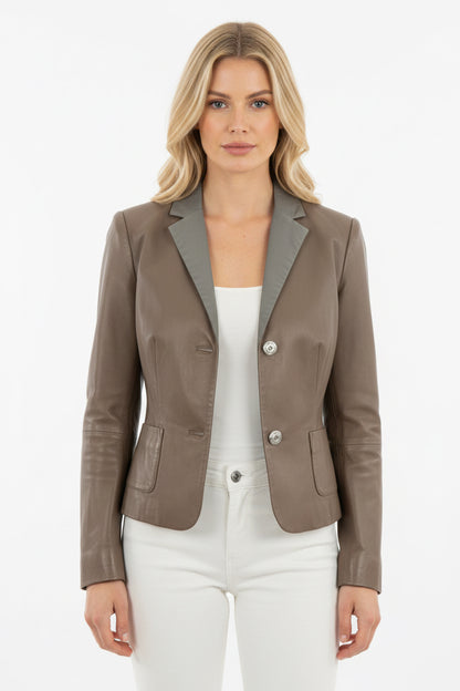 SCHUMACHER  Blazer Material: 100% brown lambskin Size 36 brown