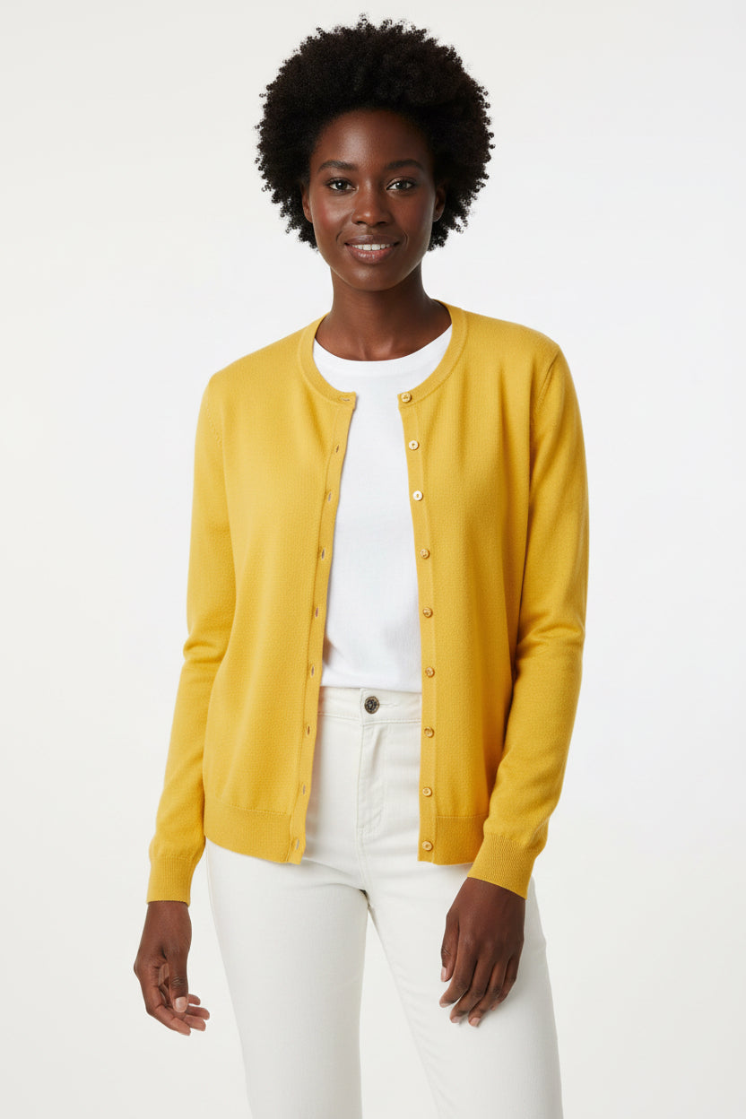 Witty Knitters Cardigan  Color: Yellow Size M 38 100% cotton
