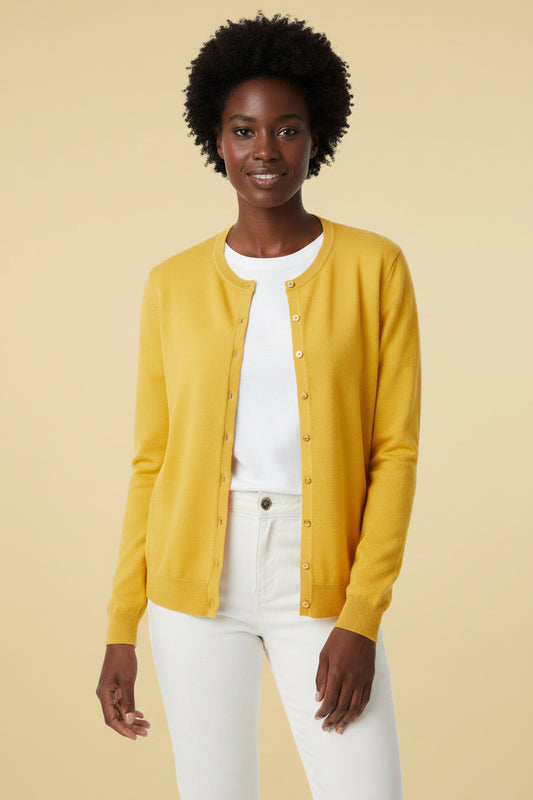 Witty Knitters Cardigan  Color: Yellow Size M 38 100% cotton