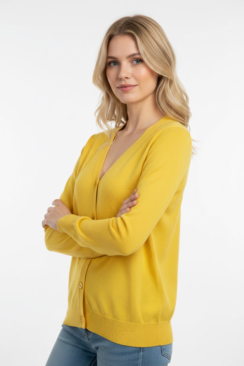 Witty Knitters Cardigan  Color: Yellow Size M 38 100% cotton