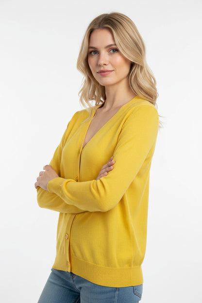 Witty Knitters Cardigan  Color: Yellow Size M 38 100% cotton