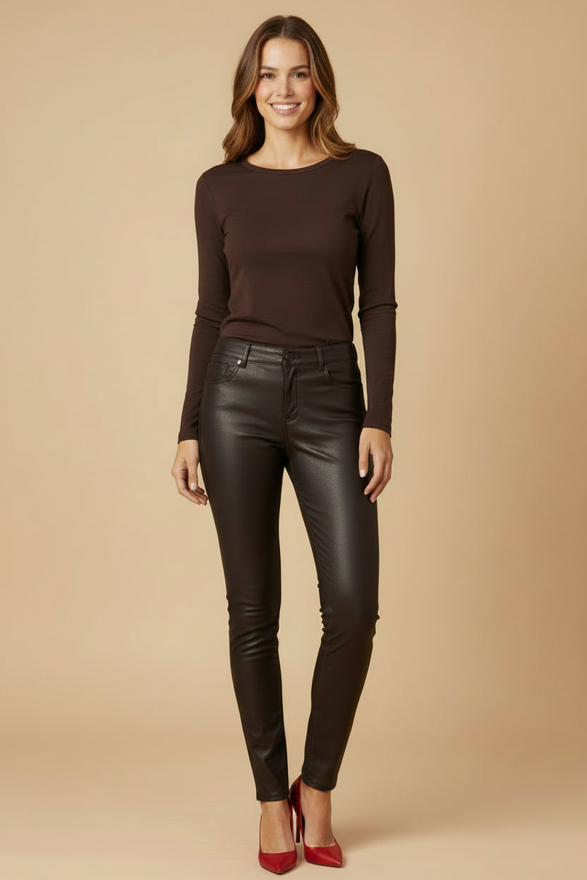 Witty Knitters Leather Trousers – Brown – Size EU 36