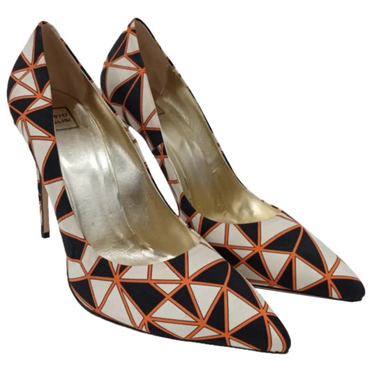 Fausto Puglisi Orange, White and  Black Pumps – 12 cm Heel