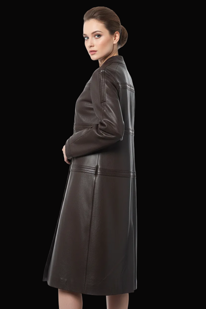 Céline deer leather coat with perforated band detail — rent from Laura Messerschmitt, Berlin stylist