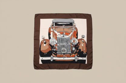 Vintage Mosconi Silk Scarf – Rolls-Royce Car Print – 85 x 85 cm – Made in Como, Italy