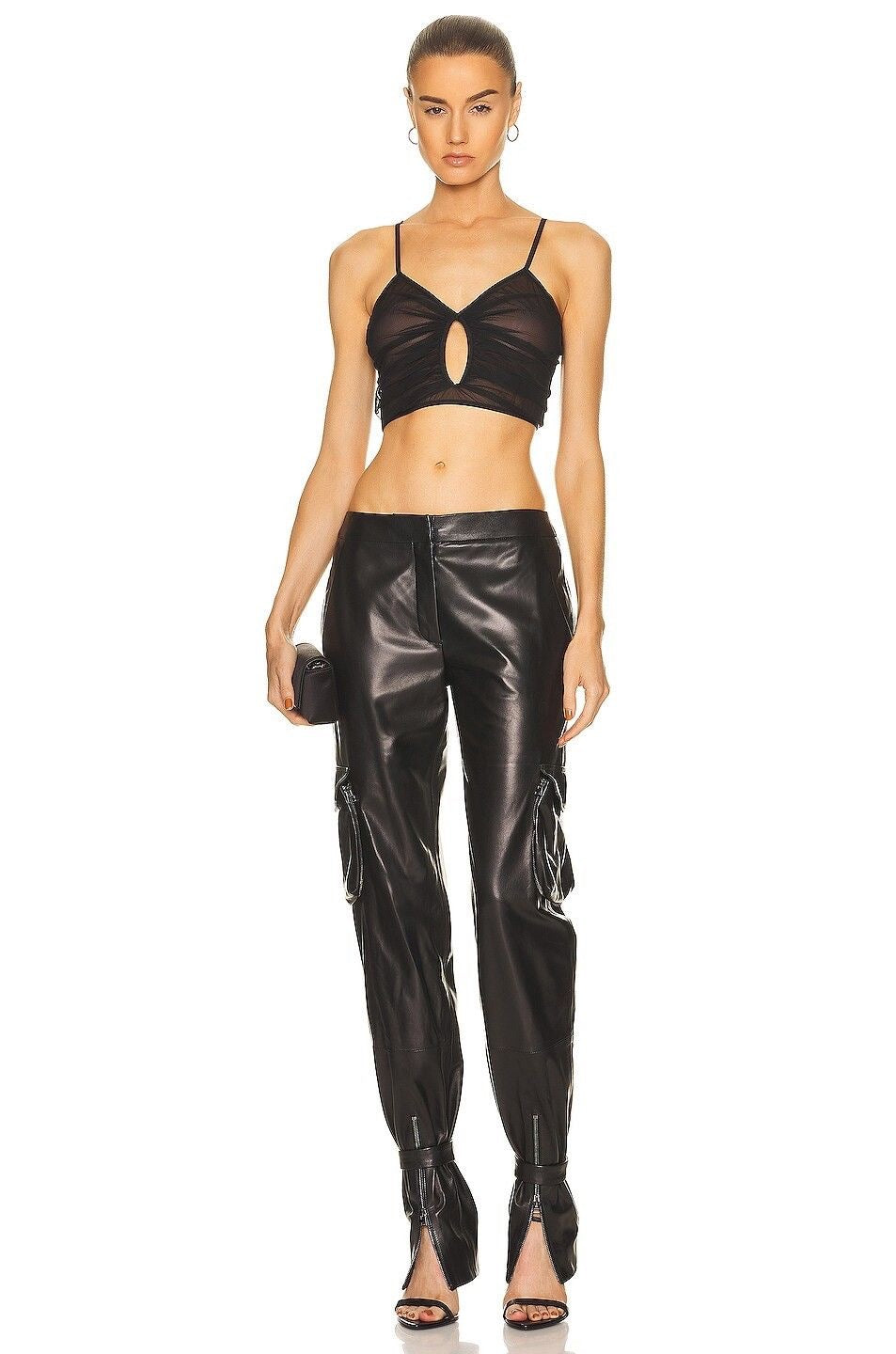 Tom Ford Black Nappa Leather Cargo Pants – Slim-Tapered Italian Tailoring