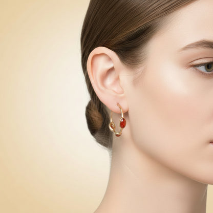 Hoop earrings Colors: Gold & red